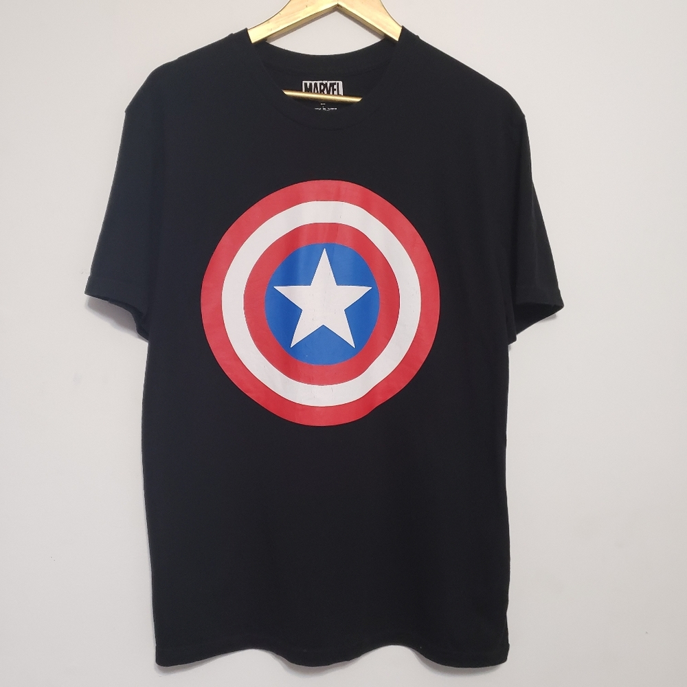 MARVEL Captain America Mens Small Black Tee Shirt